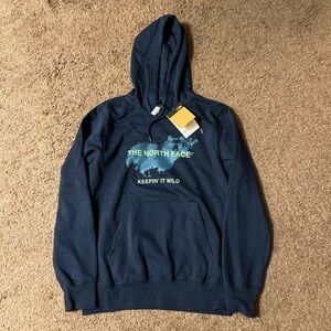 The North Face Keepin It Wild Graphic Hoodie Navy Blue Size Medium